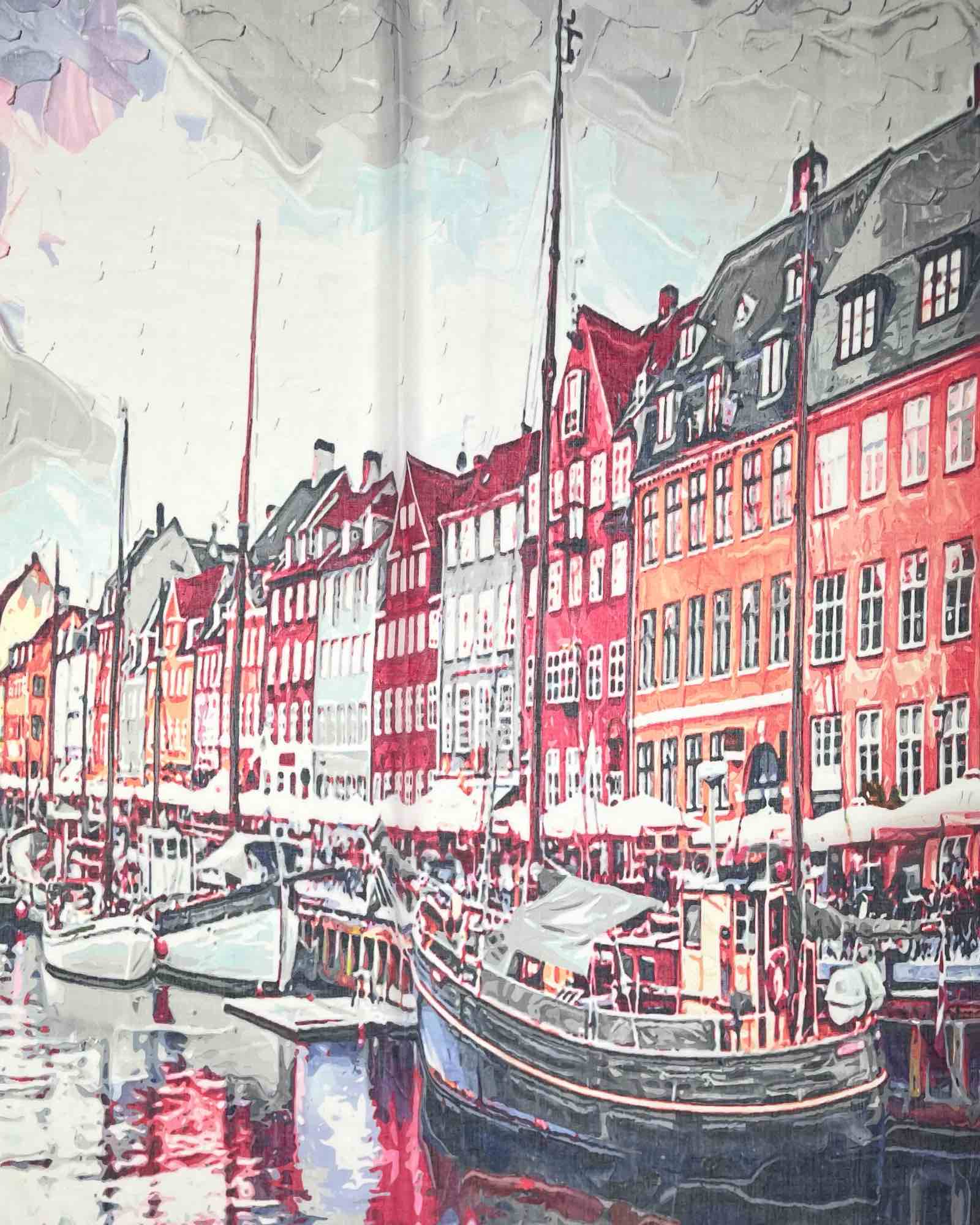 Leichter Damen Schal mit Stadt-Motiv