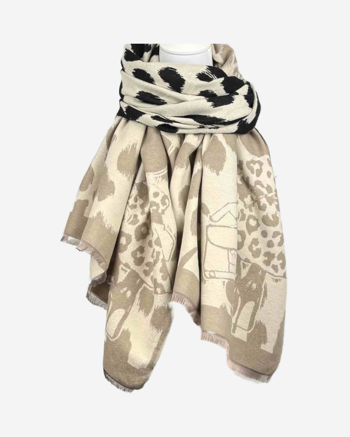 Damen Schal mit Leo-Muster – warm & weich