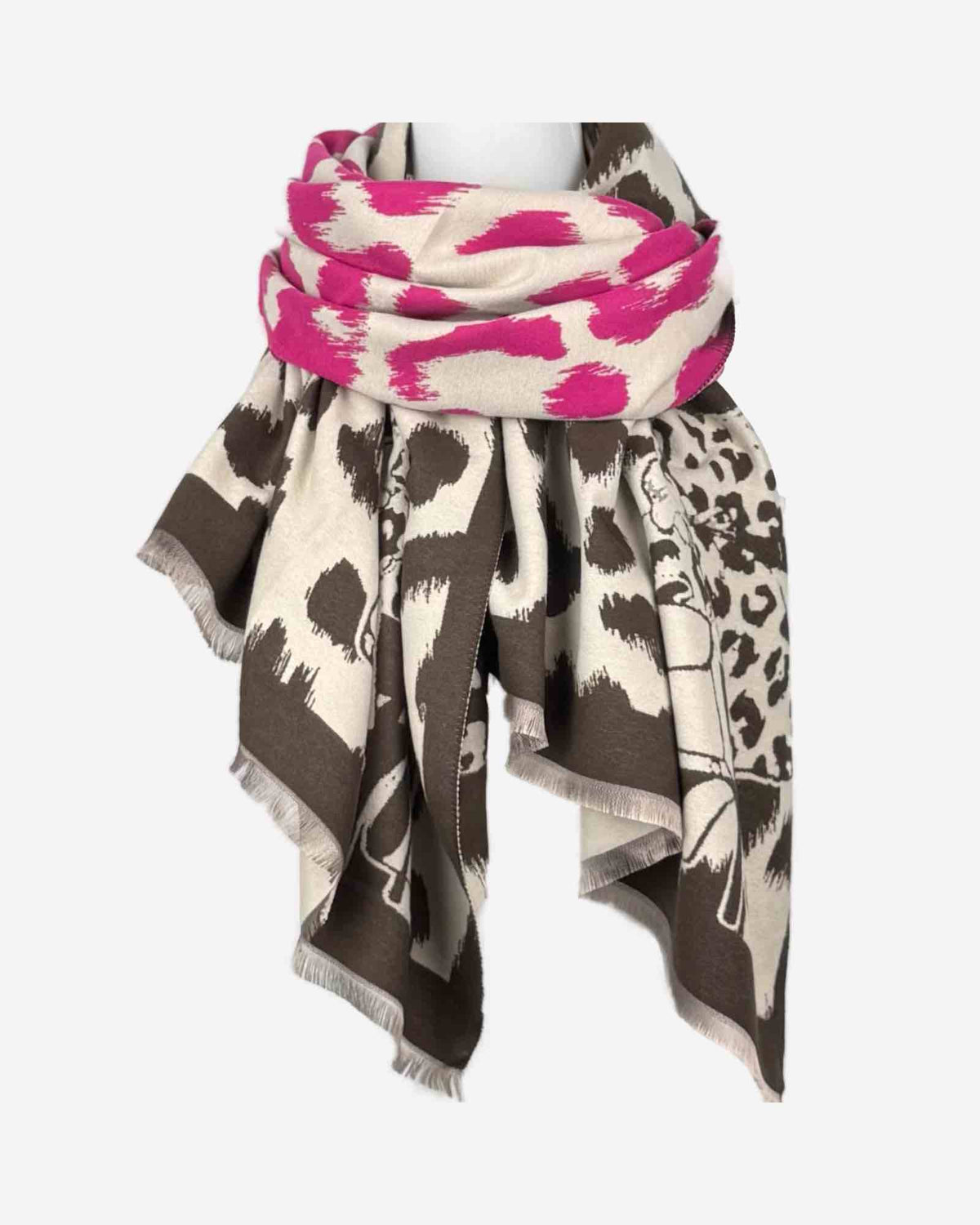 Damen Schal mit Leo-Muster – warm & weich