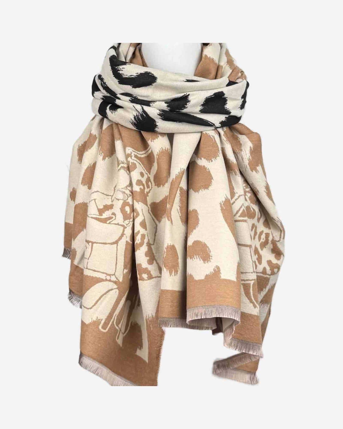Damen Schal mit Leo-Muster – warm & weich