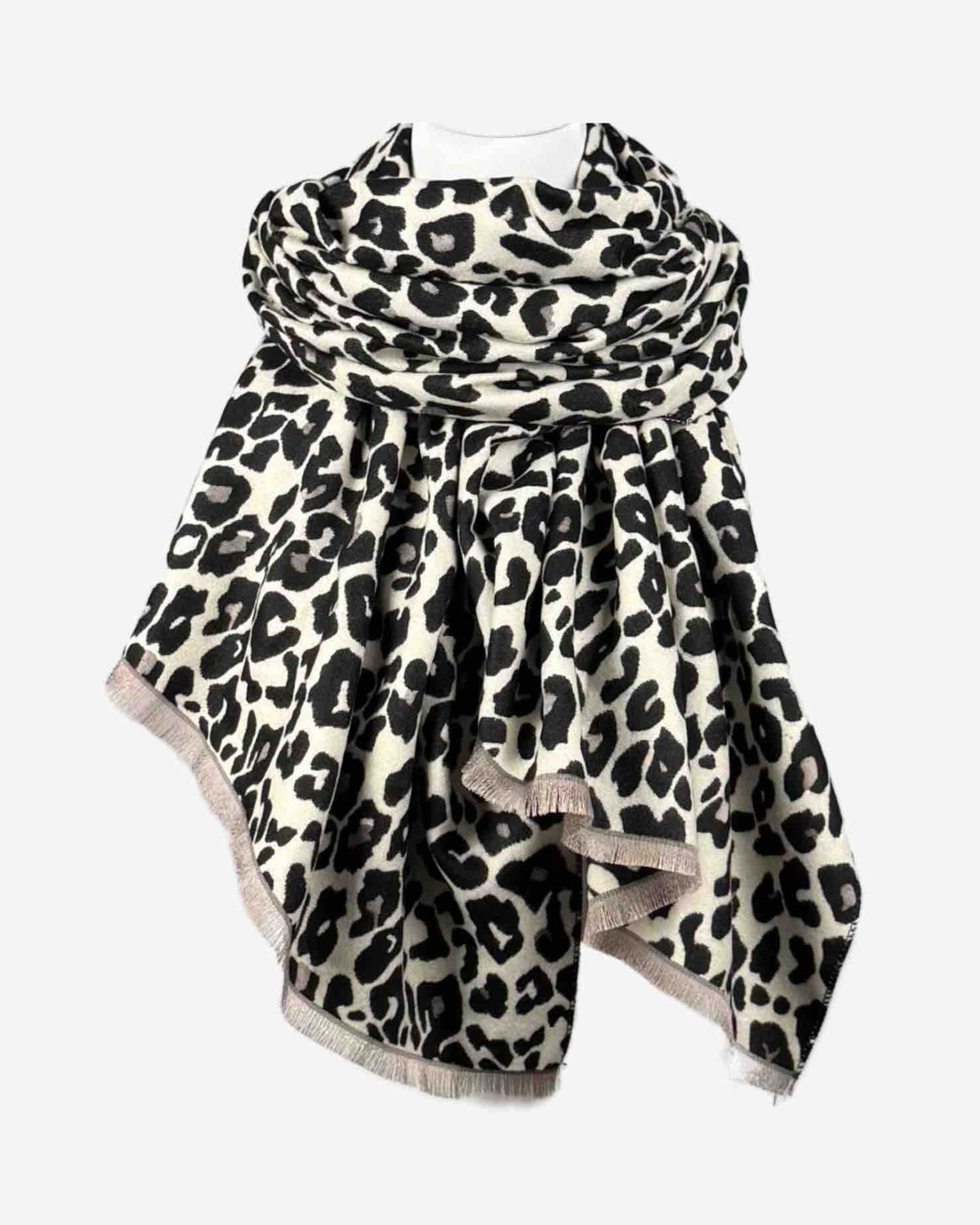 Warmer Damen Schal mit Leo Muster – weich & kuschelig