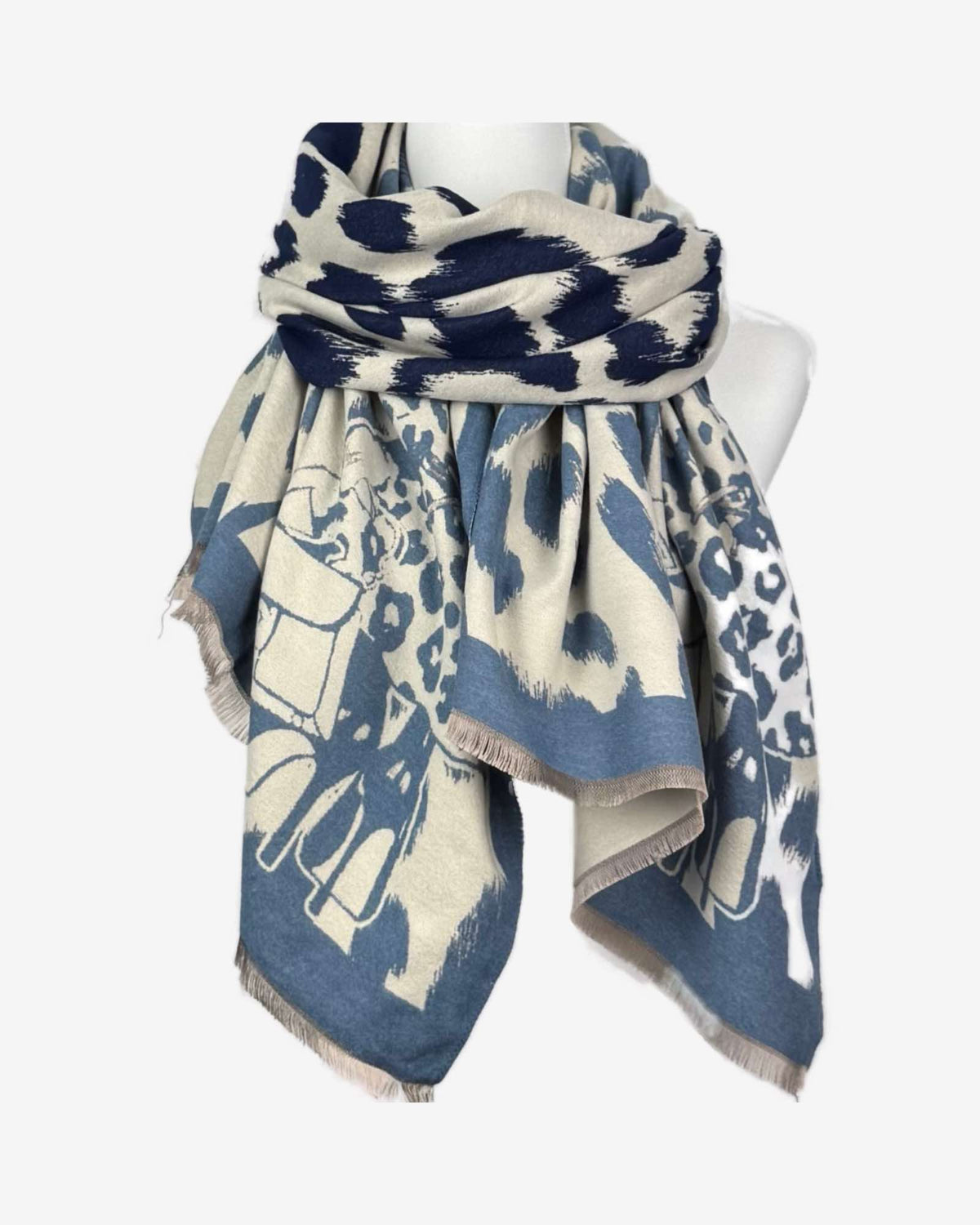 Damen Schal mit Leo-Muster – warm & weich