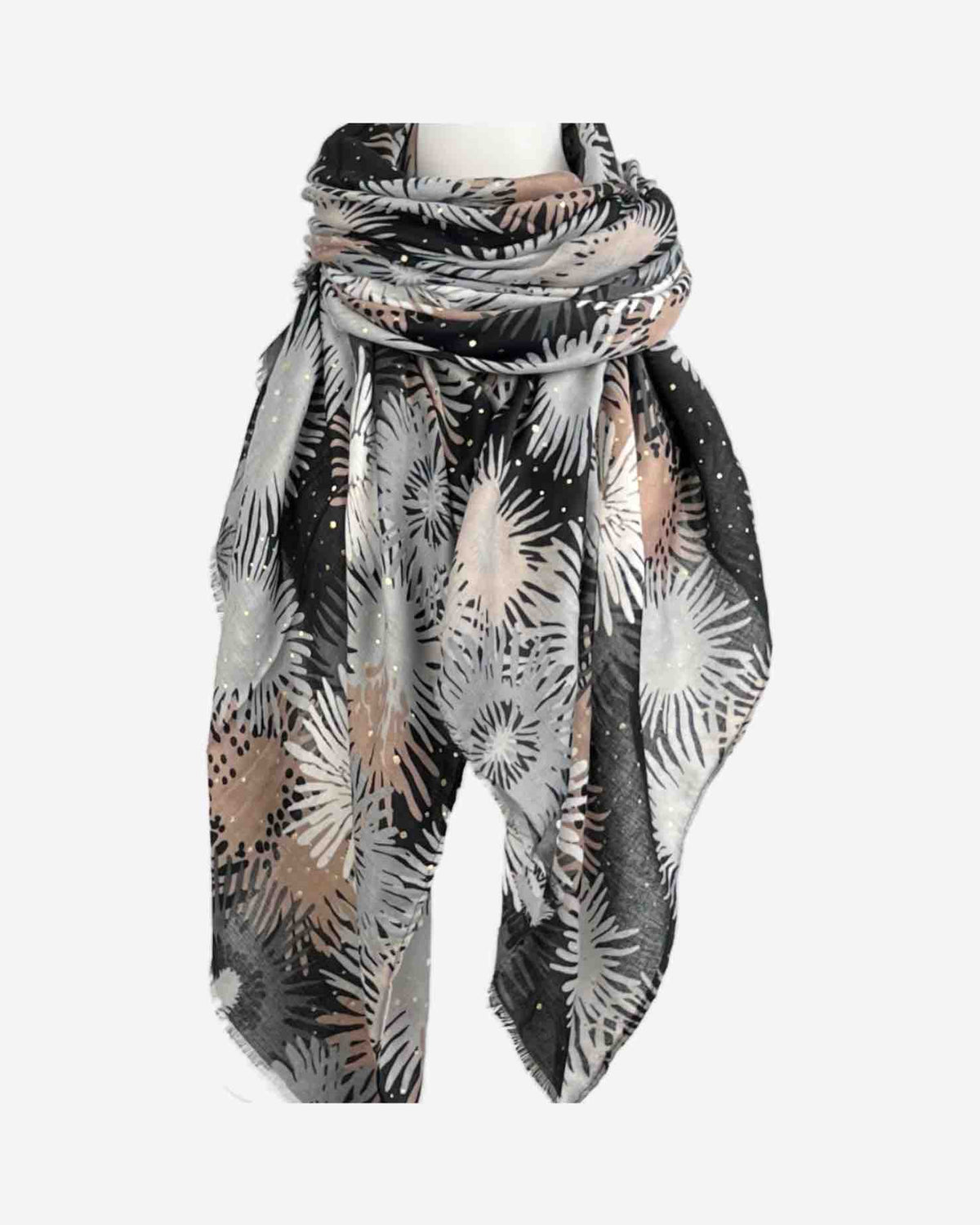 Damen Schal mit floral-abstraktem Muster – weich & vielseitig
