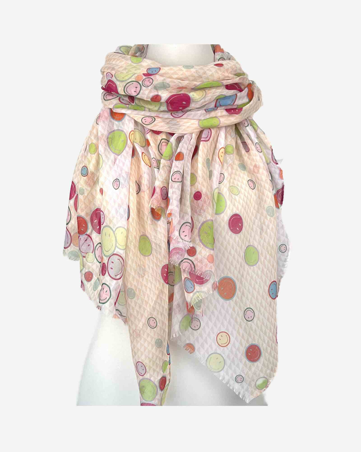 Damen Schal mit Smiley-Muster & Seidenanteil