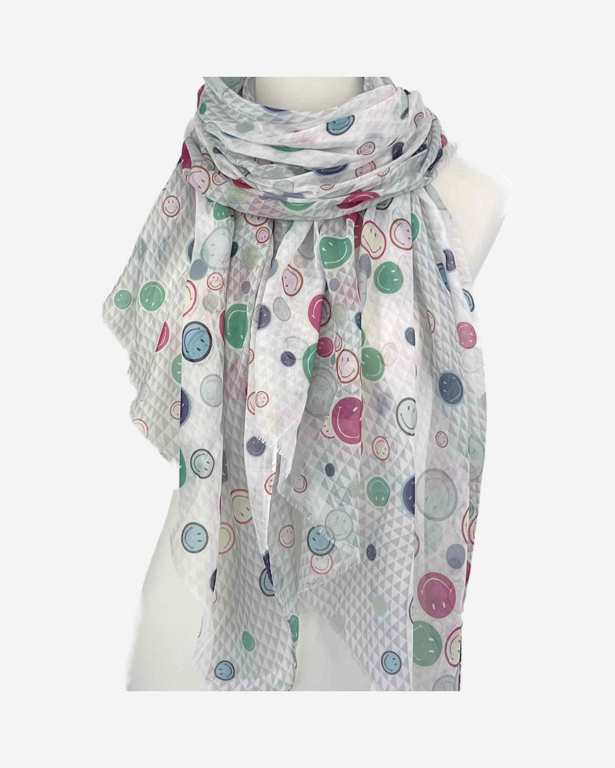 Damen Schal mit Smiley-Muster & Seidenanteil