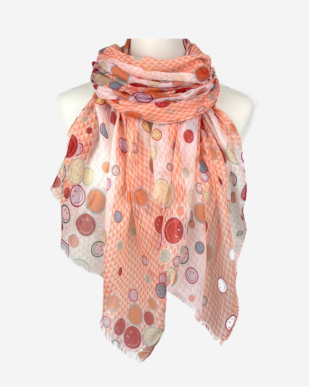 Damen Schal mit Smiley-Muster & Seidenanteil