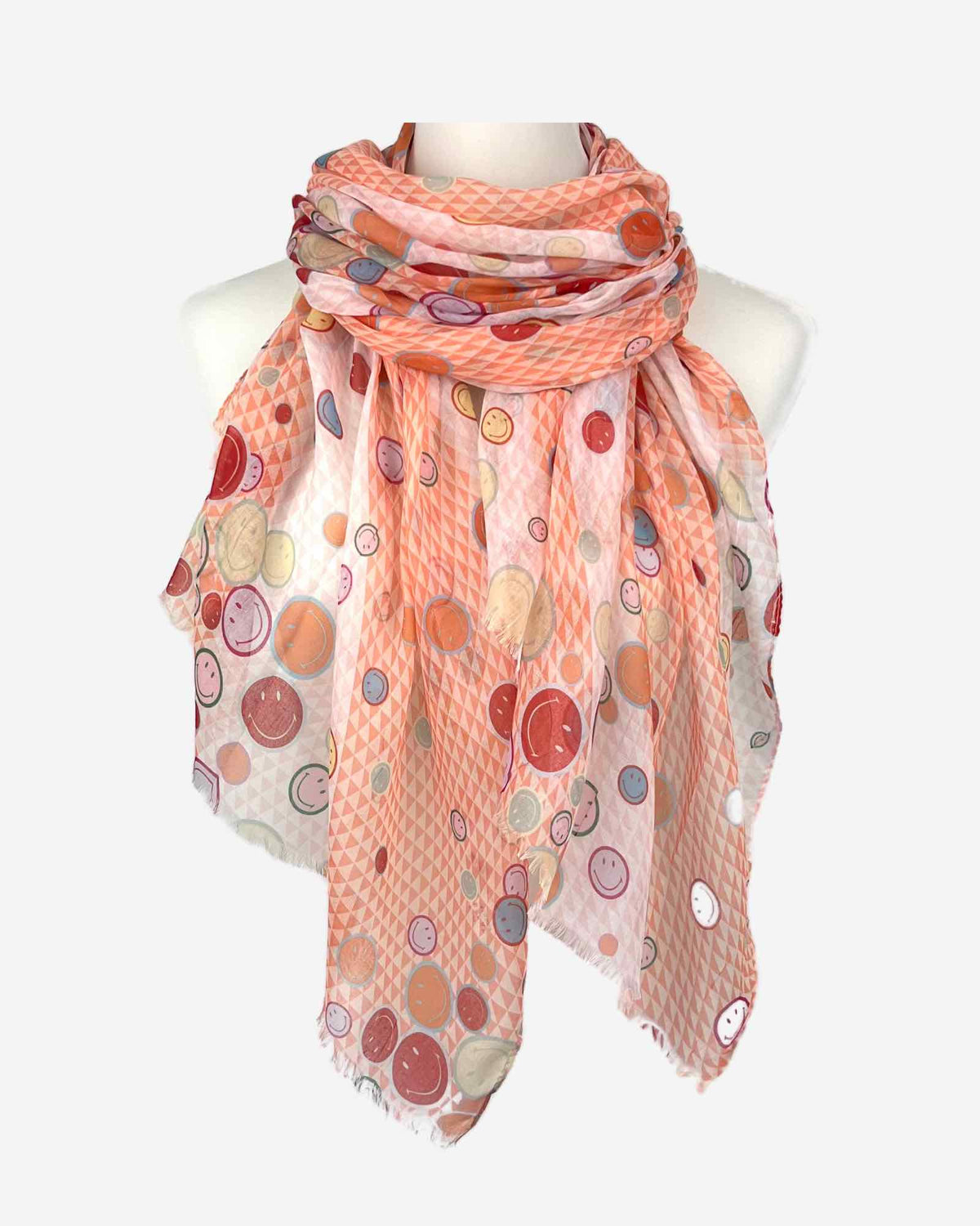 Damen Schal mit Smiley-Muster & Seidenanteil