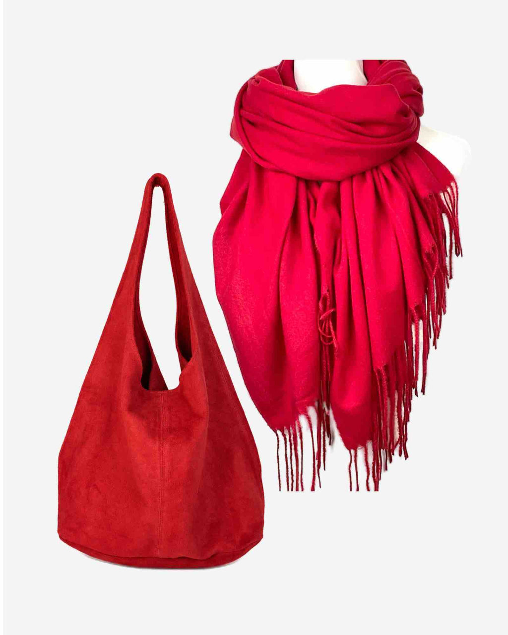 Set: Schal mit Wildleder Tasche