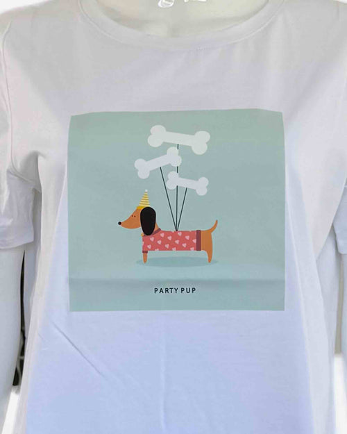 Damen Baumwollshirt mit Hund Print