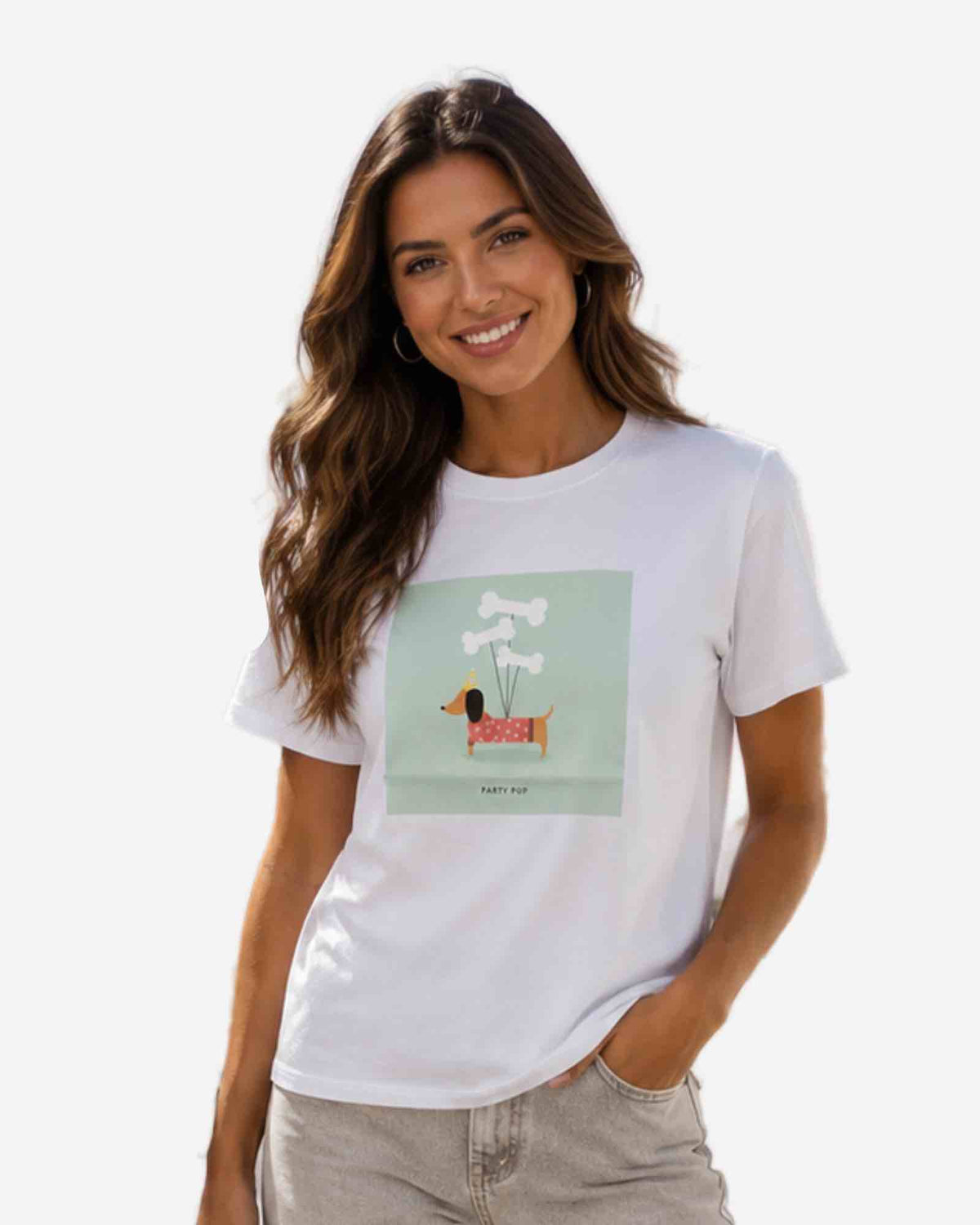 Damen Baumwollshirt mit Hund Print