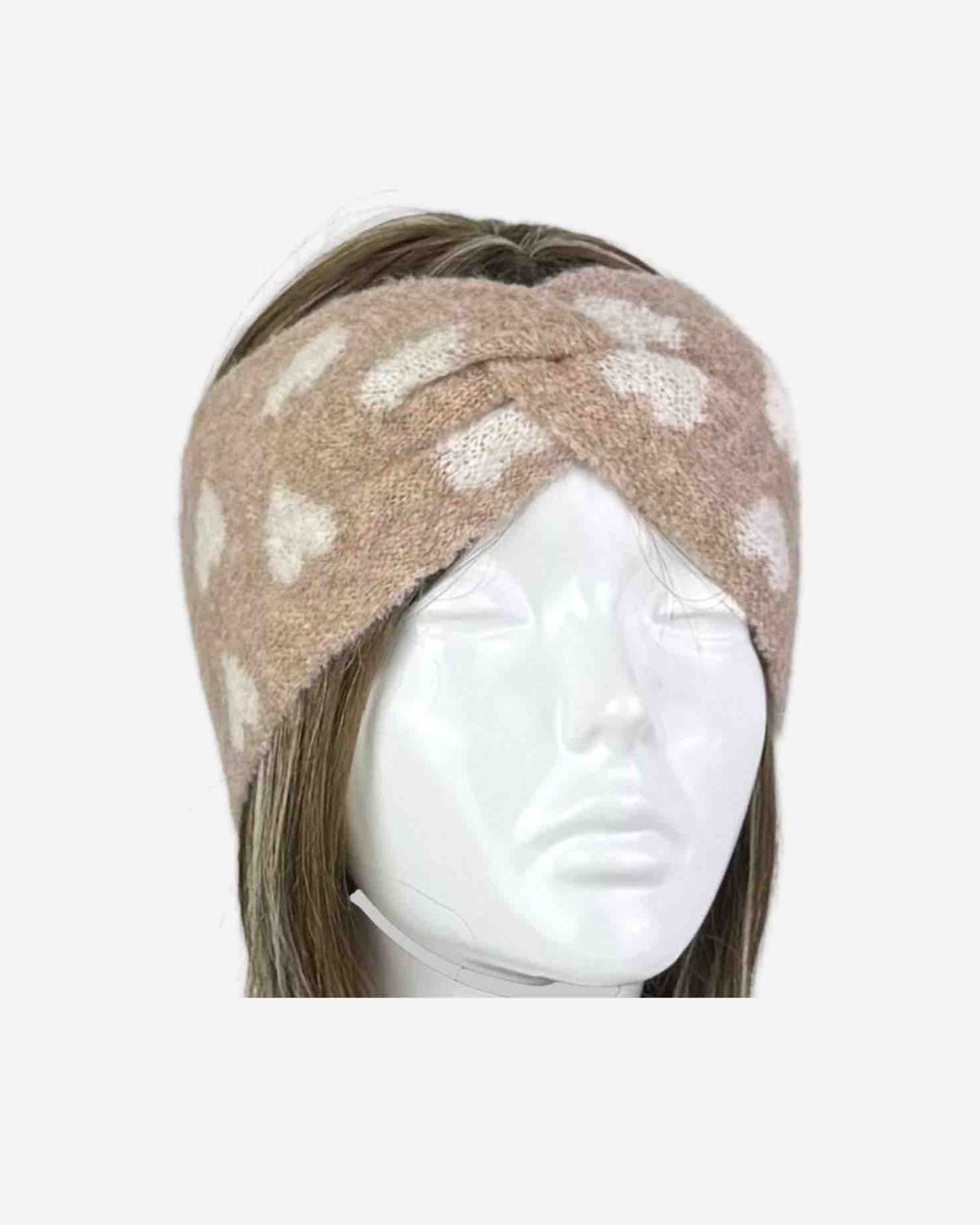 Damen Stirnband mit Herz Muster – weich & warm