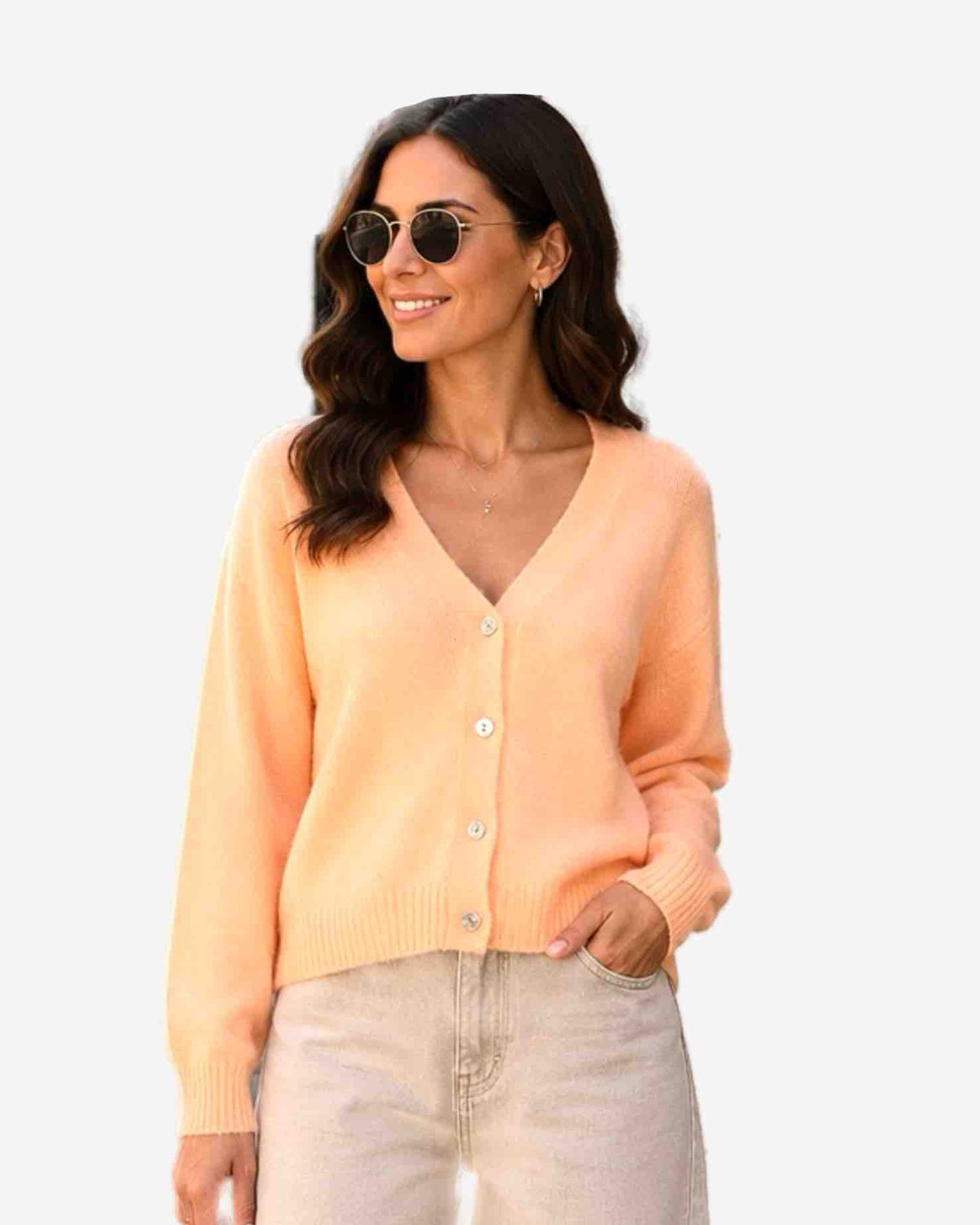 Damen Cardigan mit V-Ausschnitt – weich & zeitlos