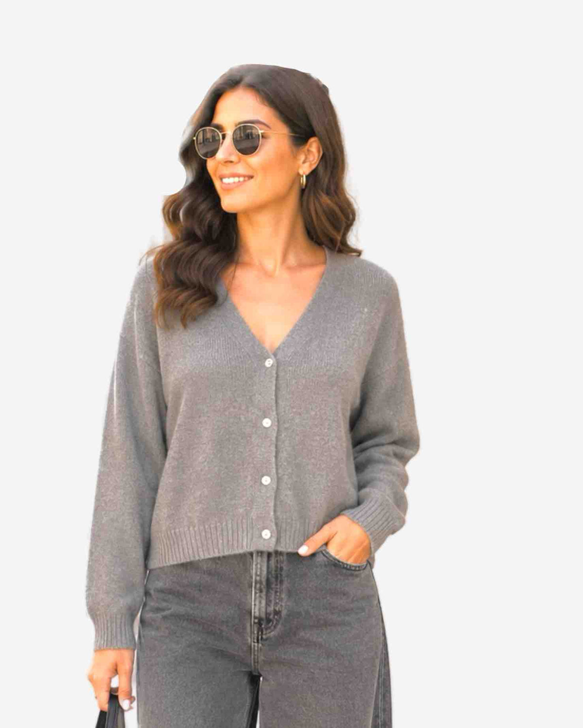 Damen Cardigan mit V-Ausschnitt – weich & zeitlos