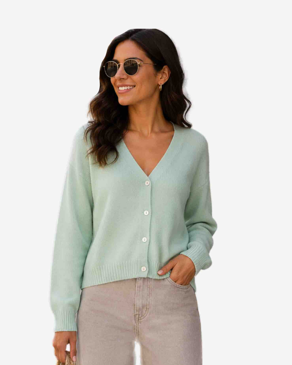 Damen Cardigan mit V-Ausschnitt – weich & zeitlos