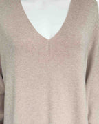Damen Feinstrickkleid mit V-Ausschnitt – Made in Italy