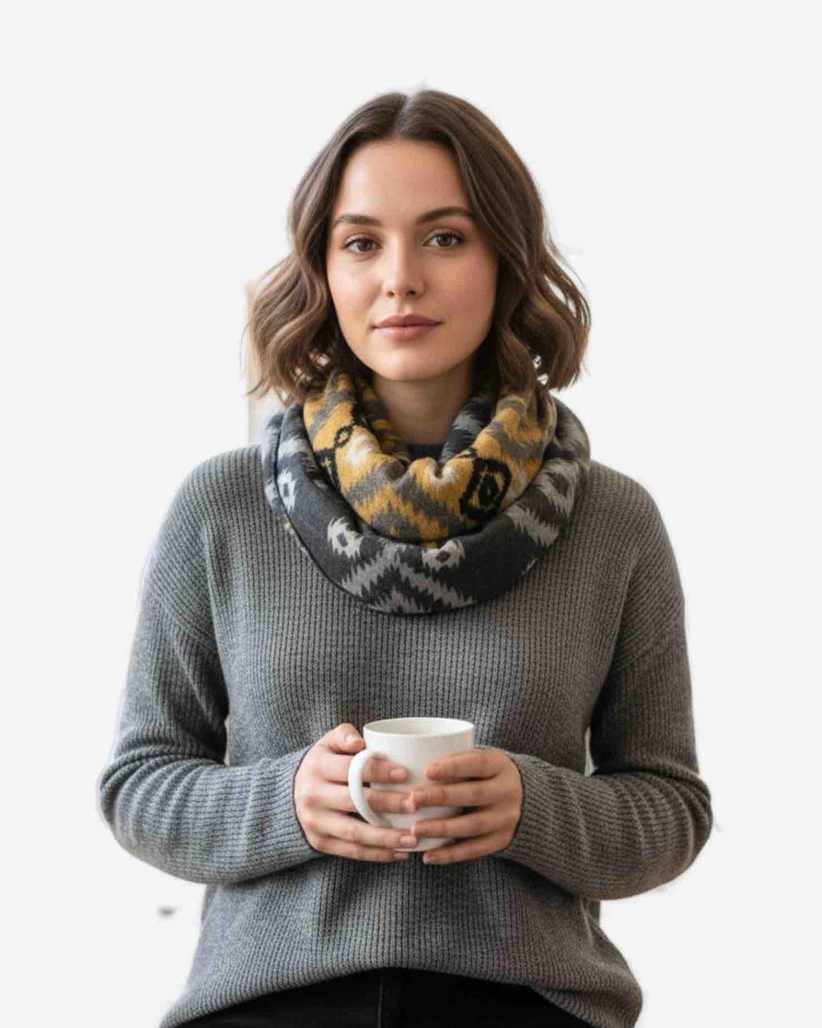 Damen Loop Schal mit Ethno-Muster – weich & leicht
