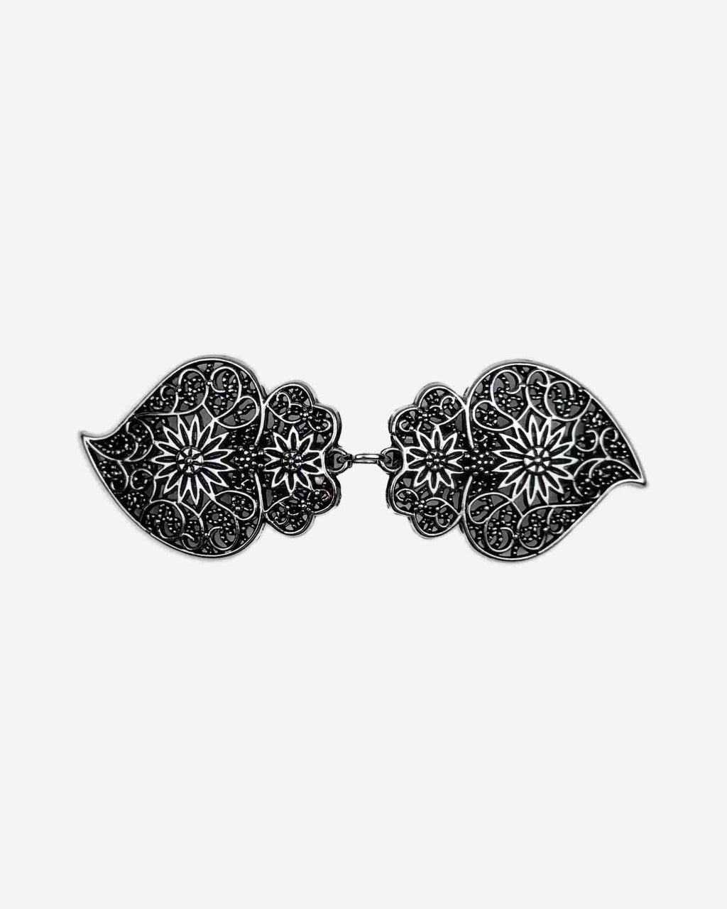 Deko-Clip in Tropfenform mit Blumenornament – silberfarben