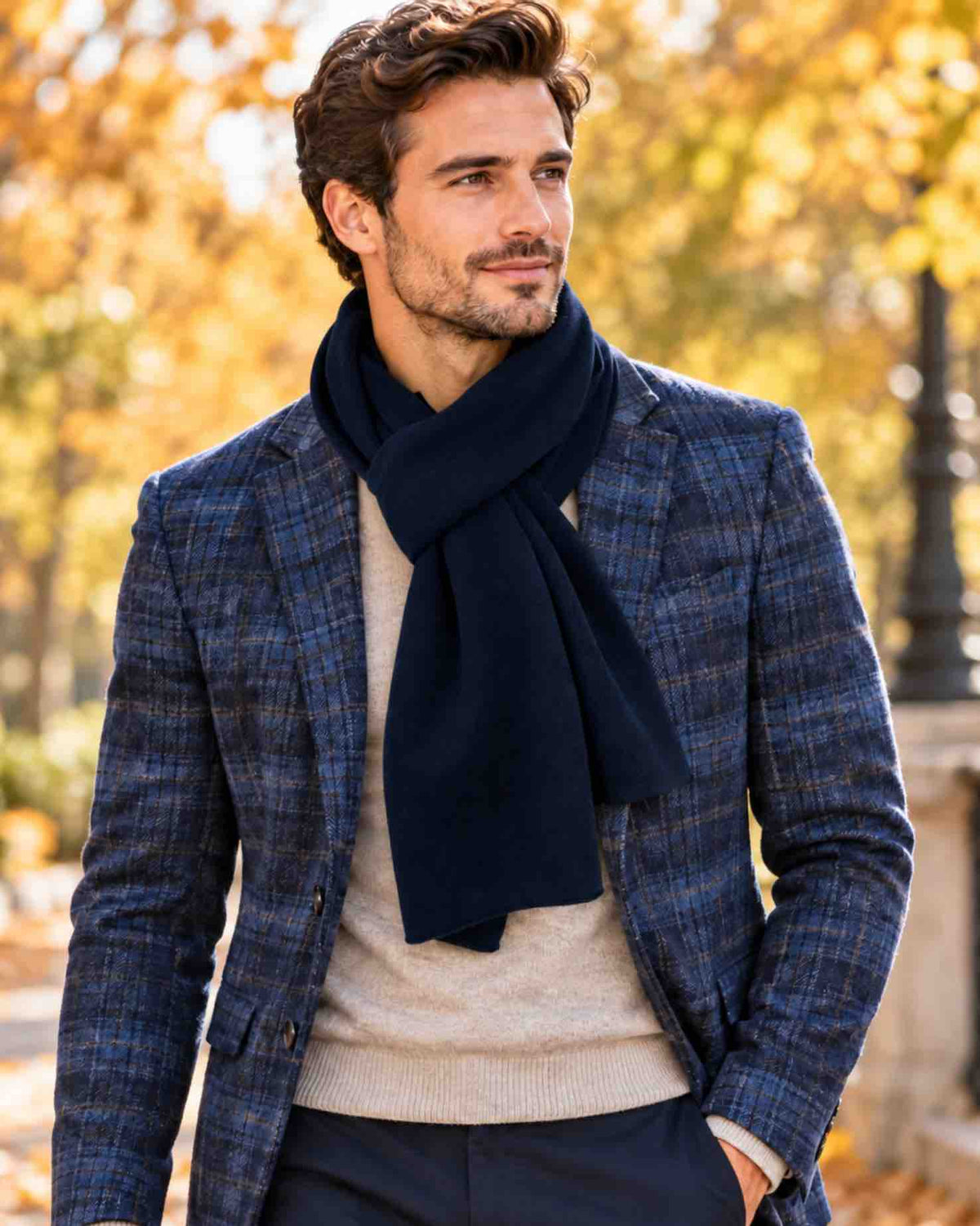 Herren Schal Uni – Cashmere Feeling