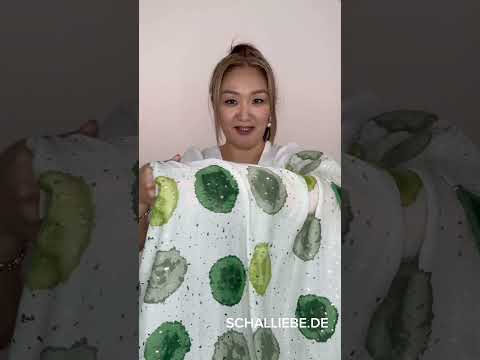 Leichter Schal mit Grün-Muster & Glitzer