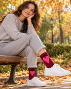 Damensocken mit Herz Muster – Größe 36–41